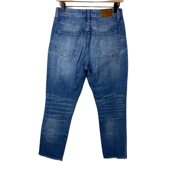 Madewell The High Rise Slim Boyjean Dover Wash Size 24 Distressed Raw Hem K7538 - Picture 8 of 12